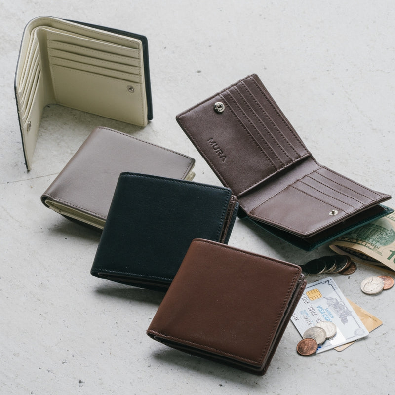イタリアンレザー スキミング防止機能付き BOX型コイン収納 二つ折り財布 – ＭＵＲＡ-ムラ