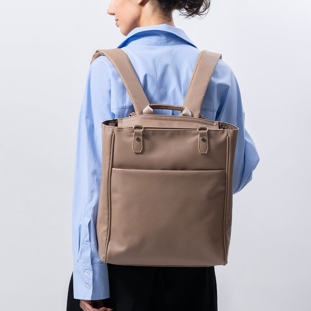 PU(サフィアーノ調) 2way リュックベルト付き トートバッグ