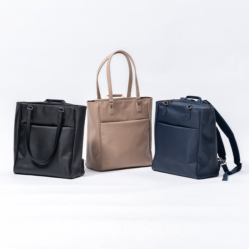 PU(サフィアーノ調) 2way リュックベルト付き トートバッグ