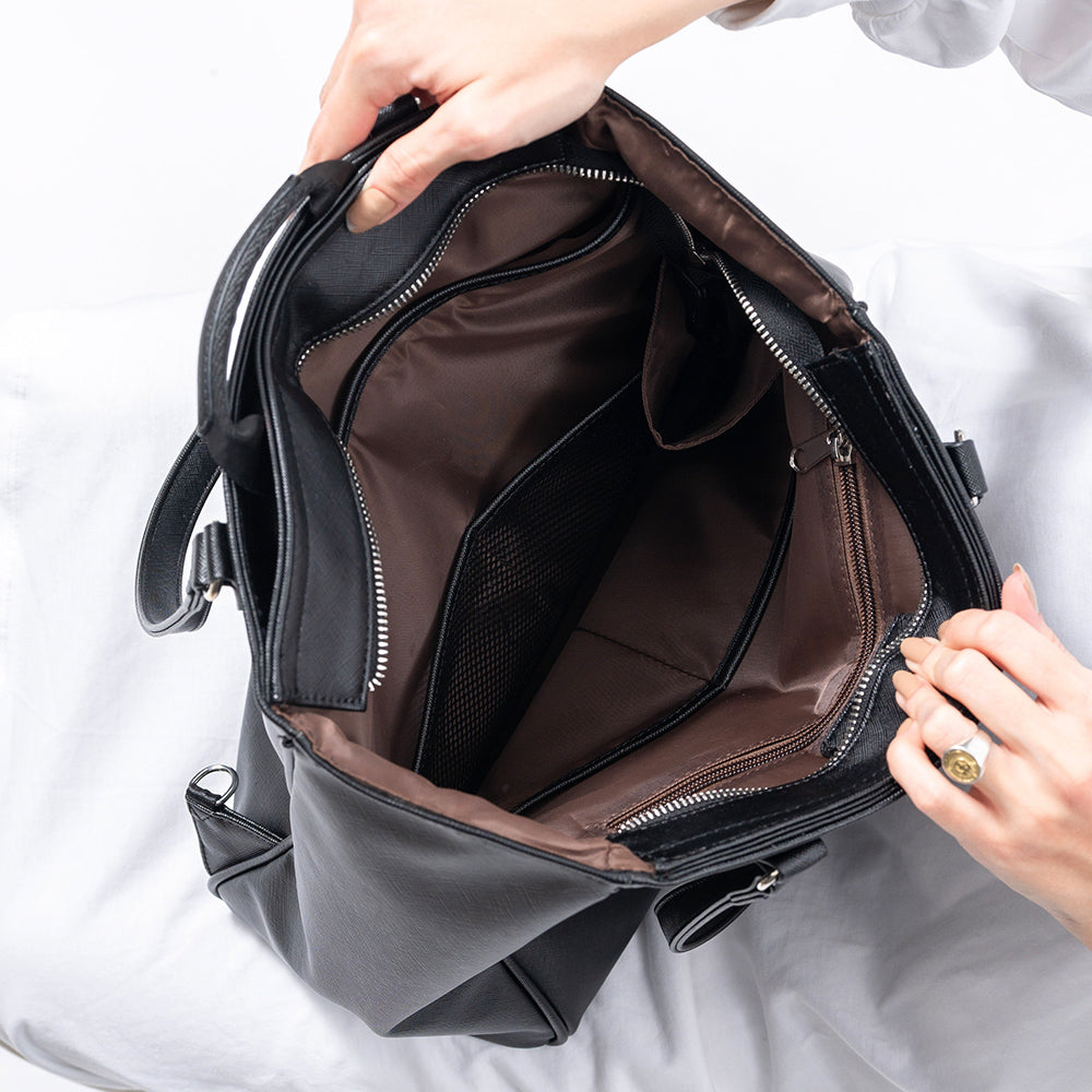 PU(サフィアーノ調) 2way リュックベルト付き トートバッグ