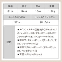 PU(サフィアーノ調) 2way リュックベルト付き トートバッグ