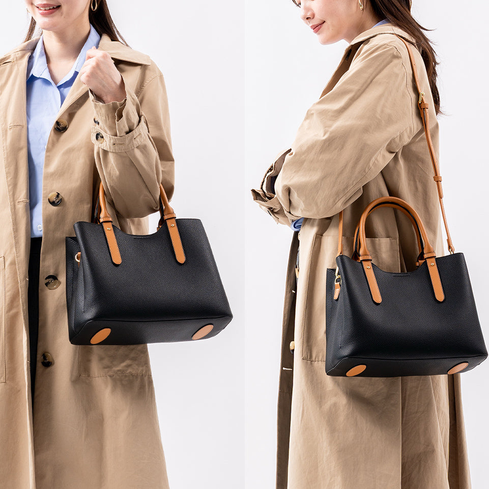【Ternea テルネア】レディース 2way ショルダー付き PUレザー トートバッグ