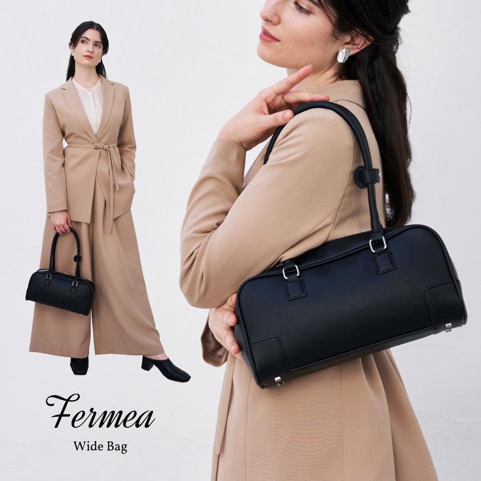 【Fermea フェルメア】横長ミニボストン 軽量ハンドバッグ