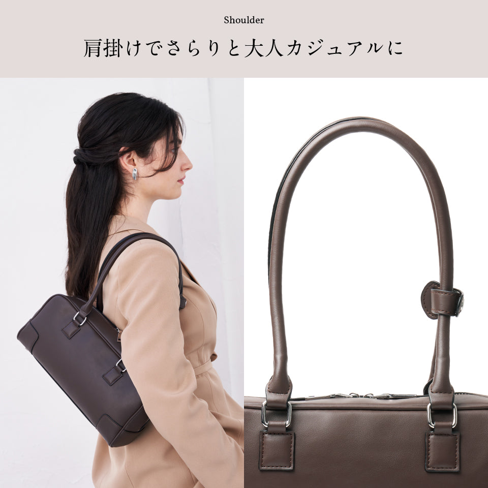 【Fermea フェルメア】横長ミニボストン 軽量ハンドバッグ