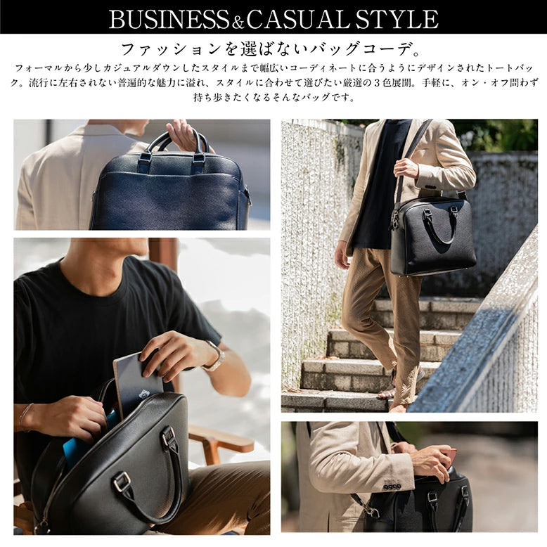 大容量12L ダブルジッパー シュリンクレザー ビジネス ブリーフケース