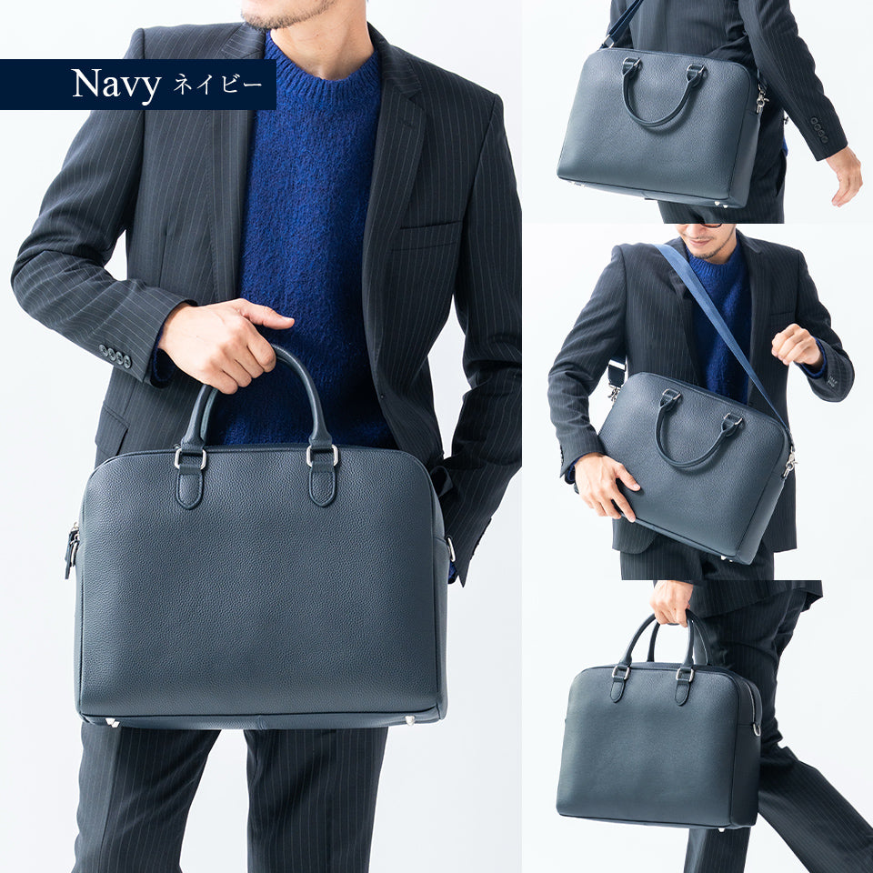大容量12L ダブルジッパー シュリンクレザー ビジネス ブリーフケース