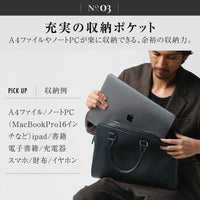 薄型 ダブルジッパー シュリンクレザー ビジネス ブリーフケース