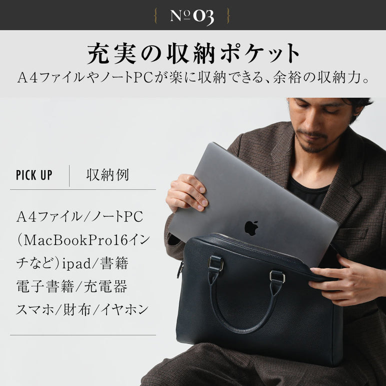 薄型 ダブルジッパー シュリンクレザー ビジネス ブリーフケース