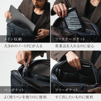 薄型 ダブルジッパー シュリンクレザー ビジネス ブリーフケース