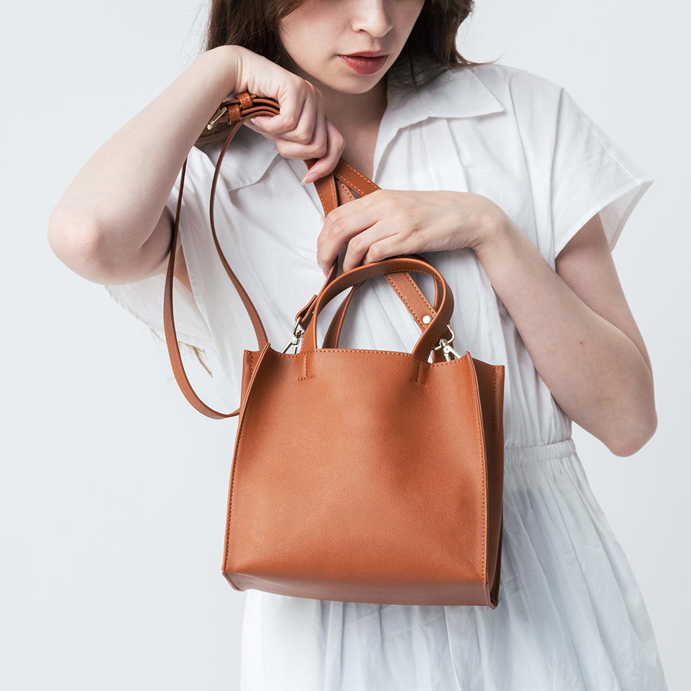 PUレザー スクエア 高見え ショルダーベルト付き ミニ トートショルダー