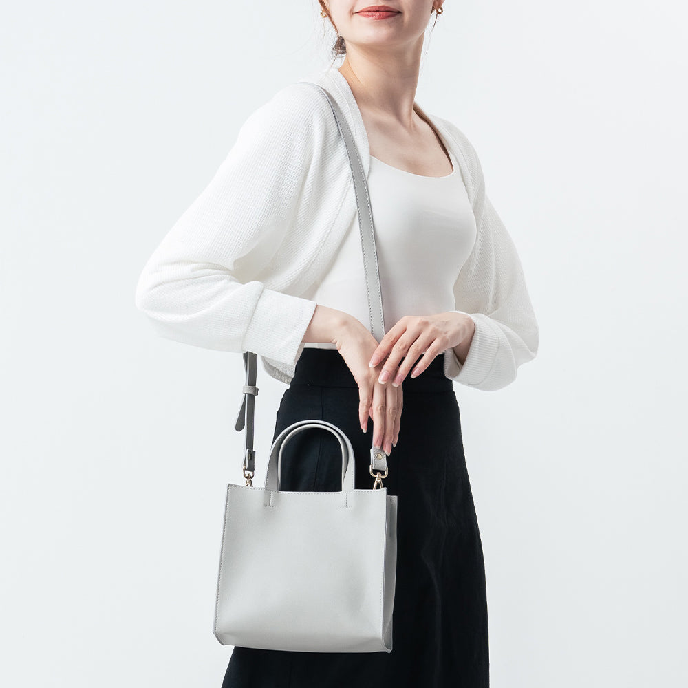 PUレザー スクエア 高見え ショルダーベルト付き ミニ トートショルダー