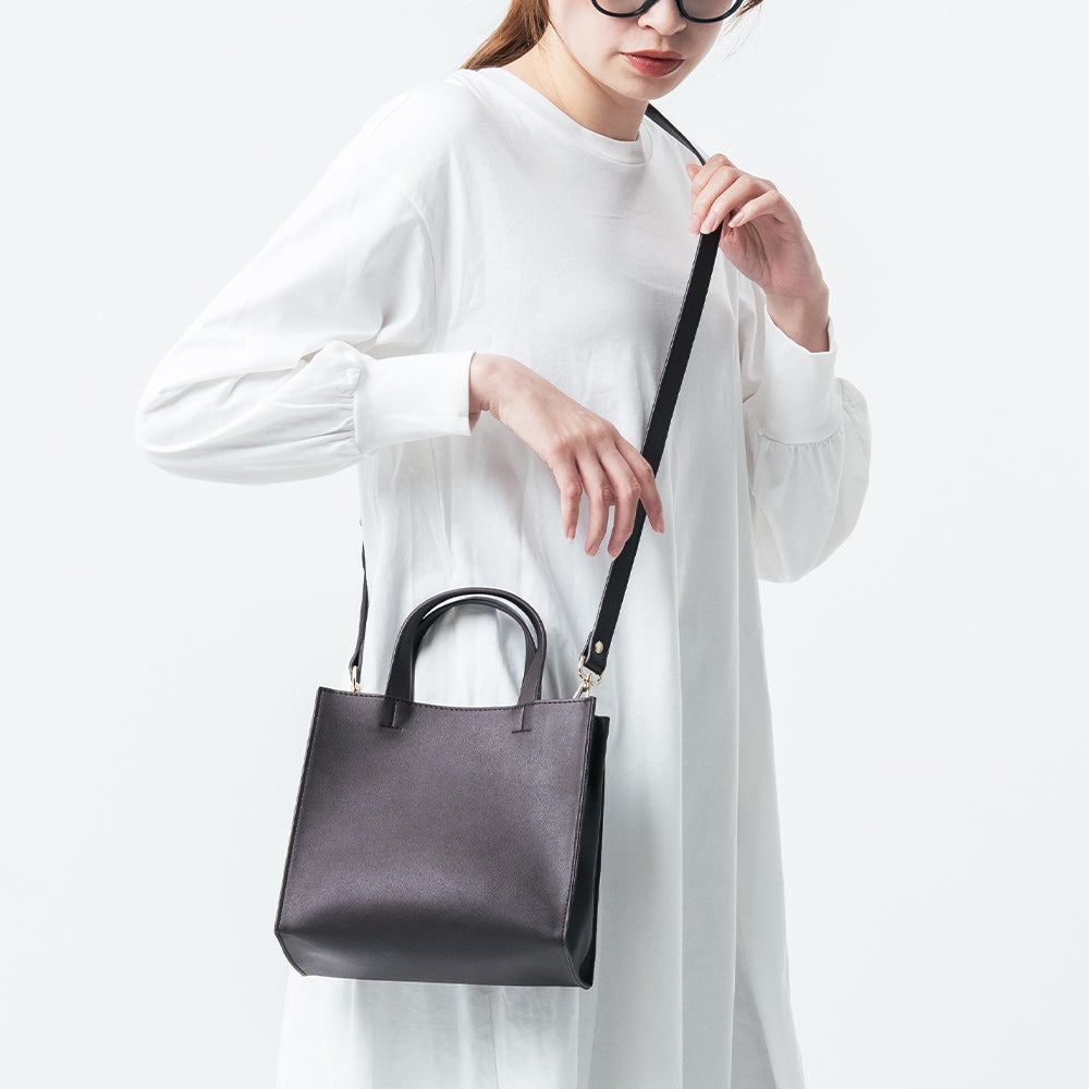 PUレザー スクエア 高見え ショルダーベルト付き ミニ トートショルダー