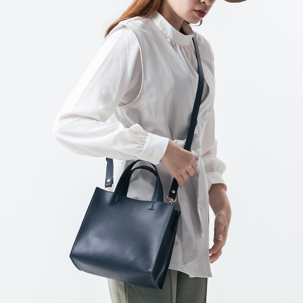 PUレザー スクエア 高見え ショルダーベルト付き ミニ トートショルダー