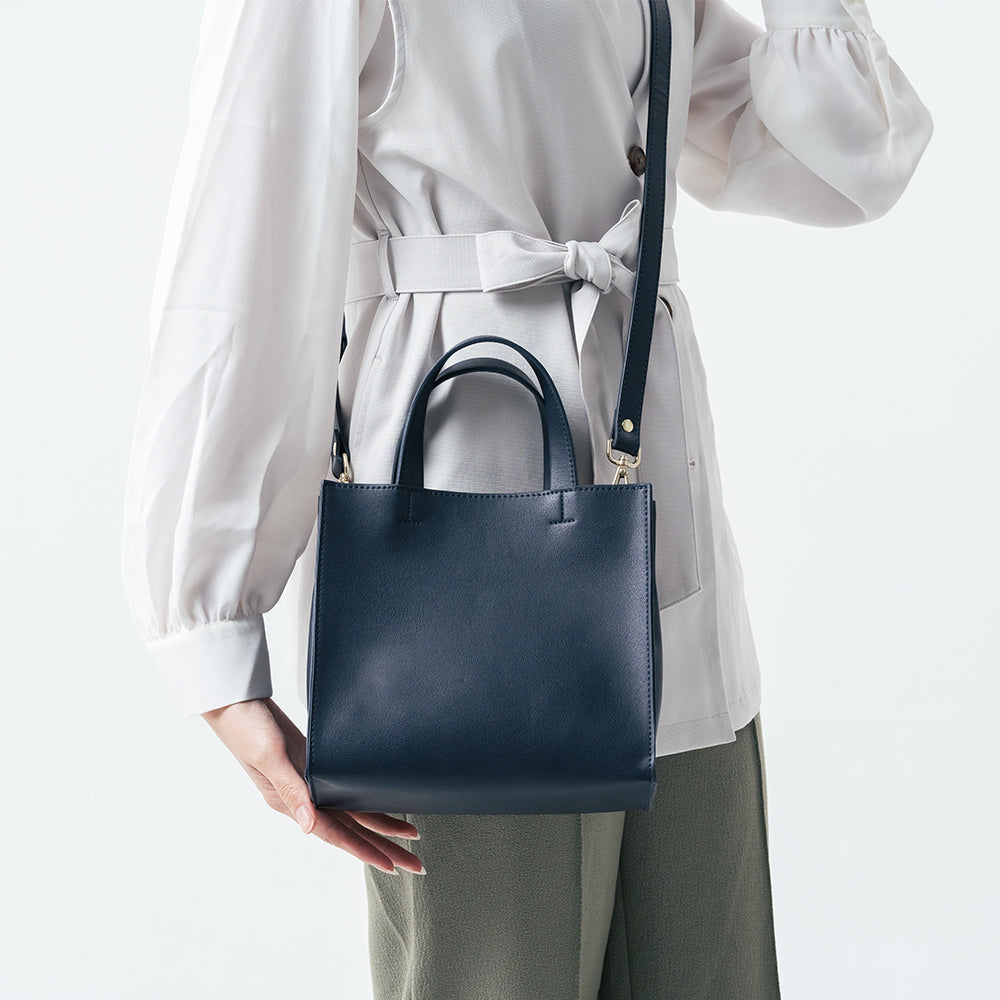 PUレザー スクエア 高見え ショルダーベルト付き ミニ トートショルダー