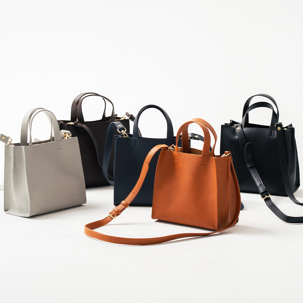 PUレザー スクエア 高見え ショルダーベルト付き ミニ トートショルダー