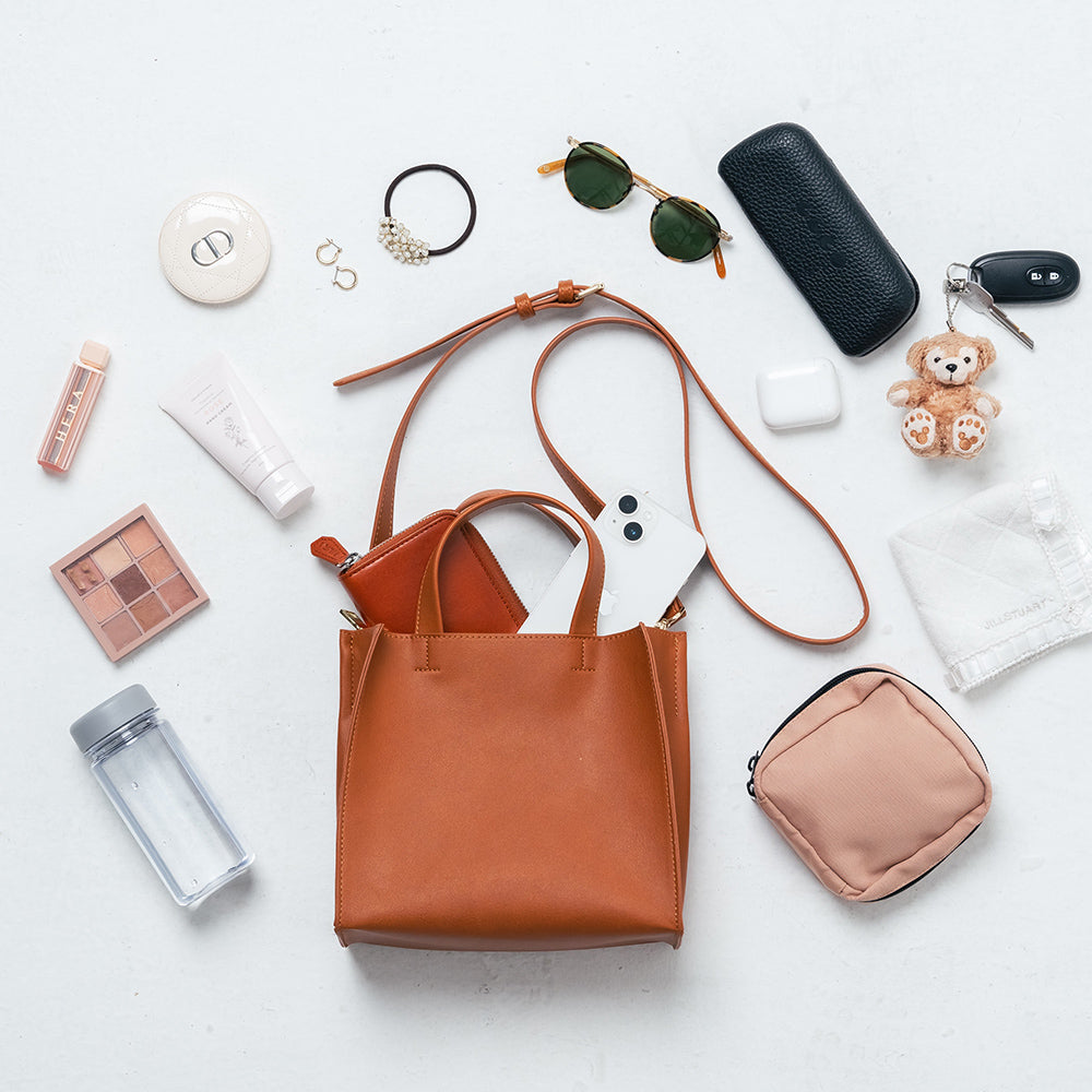 PUレザー スクエア 高見え ショルダーベルト付き ミニ トートショルダー