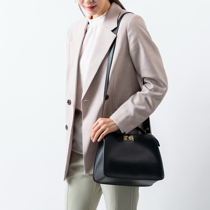 PUレザー 2WAY ショルダーベルト付き ハンドバッグ