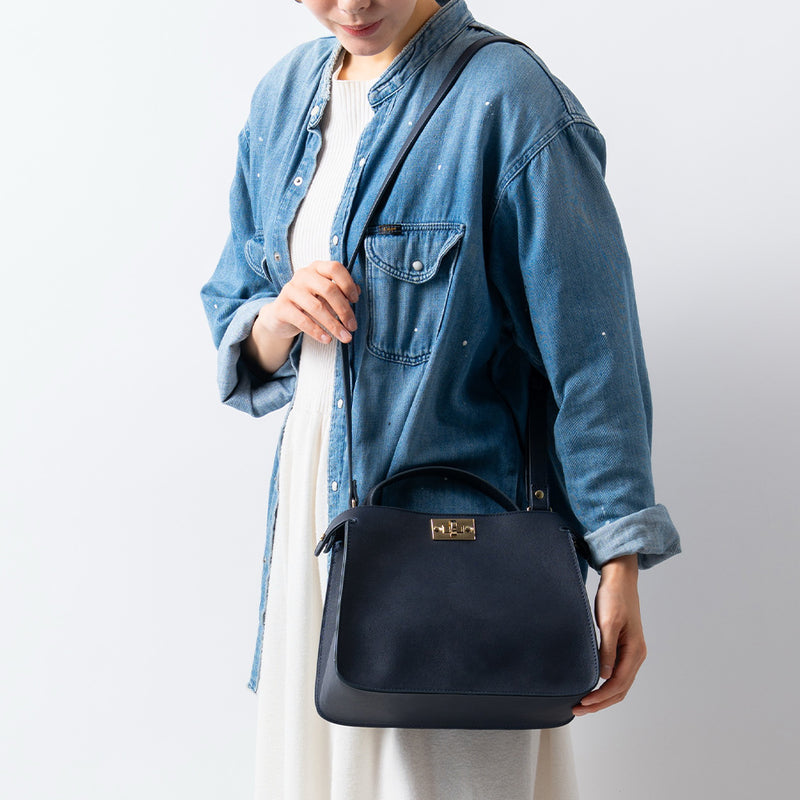 PUレザー 2WAY ショルダーベルト付き ハンドバッグ