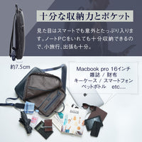 薄マチ ダブルジッパー シュリンクレザー スマート ビジネス リュック