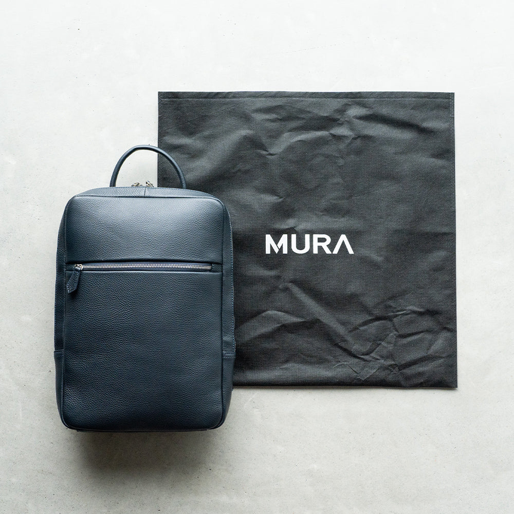 薄マチ ダブルジッパー シュリンクレザー スマート コンパクトビジネスリュック