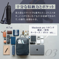 薄マチ ダブルジッパー シュリンクレザー スマート コンパクトビジネスリュック
