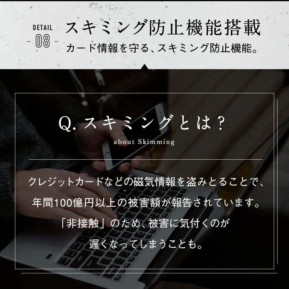 イタリアンレザー スキミング防止機能付き BOX型コイン収納 二つ折り財布