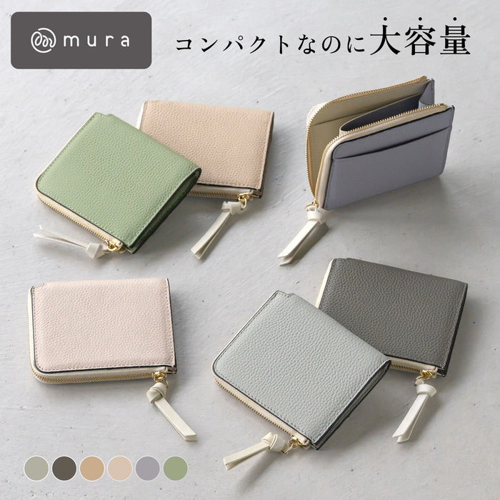 シュリンクレザー シボ革 L字ファスナー コンパクト ミニ財布