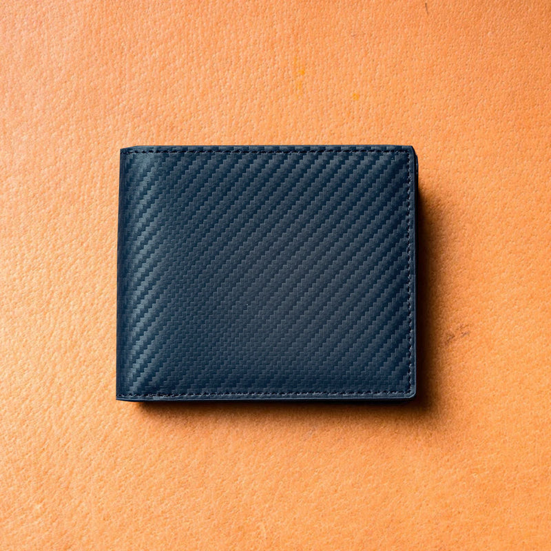 コードバン調/カーボン レザー box型小銭入れ 二つ折り財布