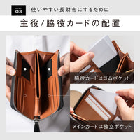 「ゴムが叶える収納革命」RANOVA Lite（ラノーバライト）コードバン調スプリットレザー/カーボンレザー コンパクト長財布