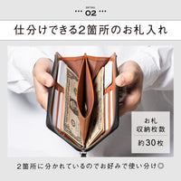「ゴムが叶える収納革命」RANOVA Lite（ラノーバライト）コードバン調スプリットレザー/カーボンレザー コンパクト長財布