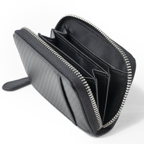 ラウンドファスナー コードバン調/カーボン レザー コインケース