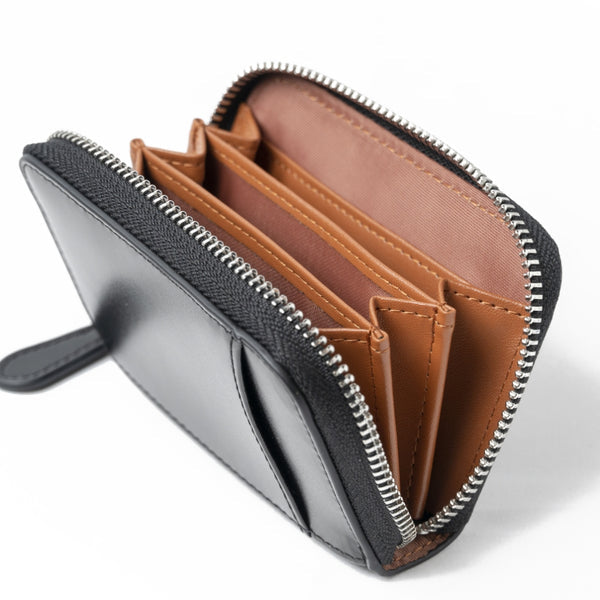 ラウンドファスナー コードバン調/カーボン レザー コインケース