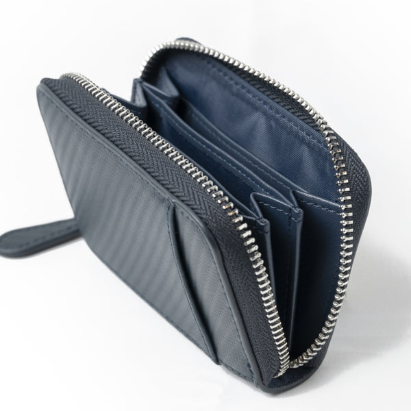 ラウンドファスナー コードバン調/カーボン レザー コインケース