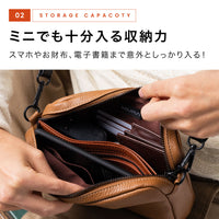 イタリアン/フルグレイン レザー スキミング防止機能付き ミニ ショルダーバッグ
