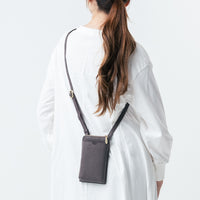 フルグレイン シュリンクレザー L字ファスナー財布付き スマホショルダー