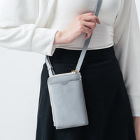 フルグレイン シュリンクレザー L字ファスナー財布付き スマホショルダー