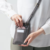 フルグレイン シュリンクレザー L字ファスナー財布付き スマホショルダー