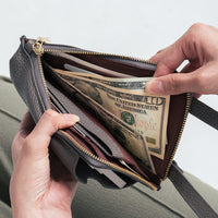 フルグレイン シュリンクレザー L字ファスナー財布付き スマホショルダー