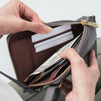 フルグレイン シュリンクレザー L字ファスナー財布付き スマホショルダー