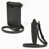 フルグレイン シュリンクレザー L字ファスナー財布付き スマホショルダー