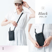 フルグレイン シュリンクレザー L字ファスナー財布付き スマホショルダー