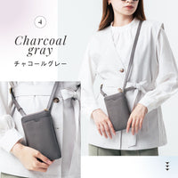 フルグレイン シュリンクレザー L字ファスナー財布付き スマホショルダー