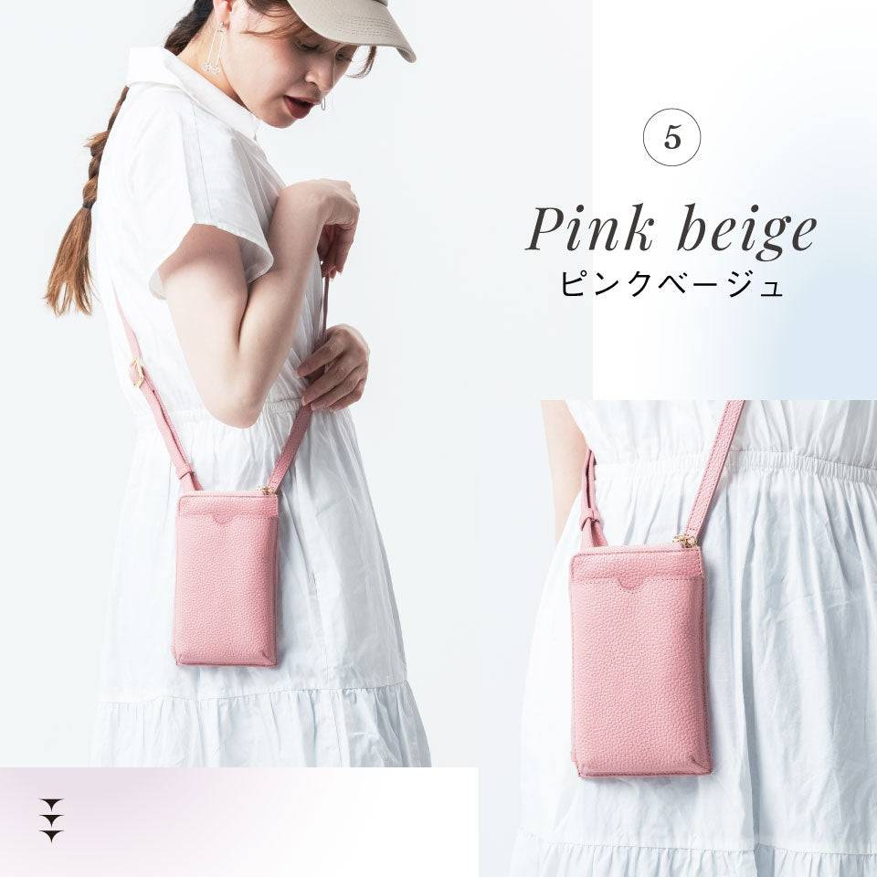 フルグレイン シュリンクレザー L字ファスナー財布付き スマホ