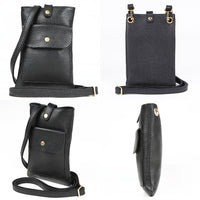 フルグレイン シュリンクレザー スナップボタン スマホショルダーバッグ