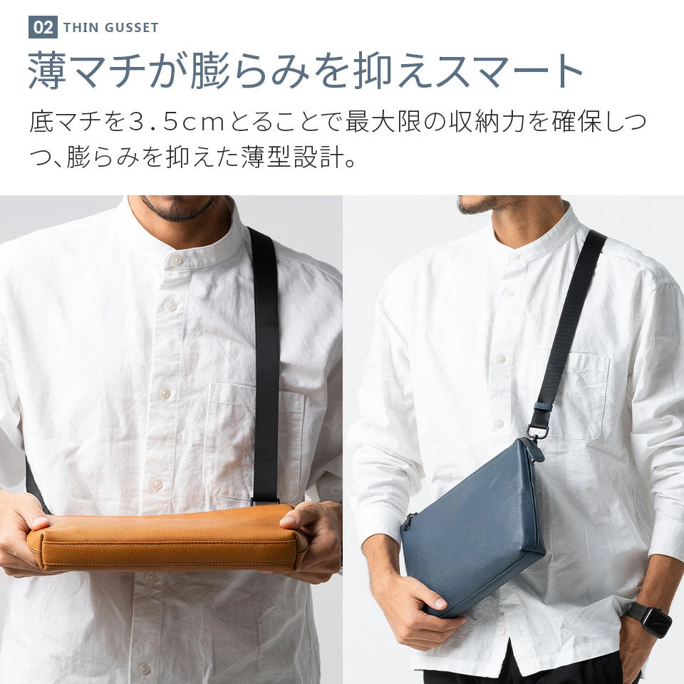 【父の日ラッピング無料】本革/フルグレインレザー スキミング防止機能付き サコッシュ ショルダーバッグ