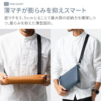 【父の日ラッピング無料】本革/フルグレインレザー スキミング防止機能付き サコッシュ ショルダーバッグ