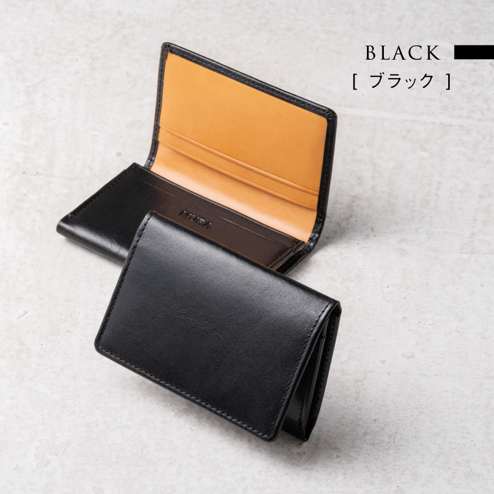 LAUNER ブラック 名刺入れ レザー ジェニュインレザー Genuine Leather 天然シボ 紳士用 本革名刺入れ