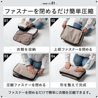 サスティナブル R－PET 撥水抗菌 ファスナー式 トラベル 圧縮ポーチ