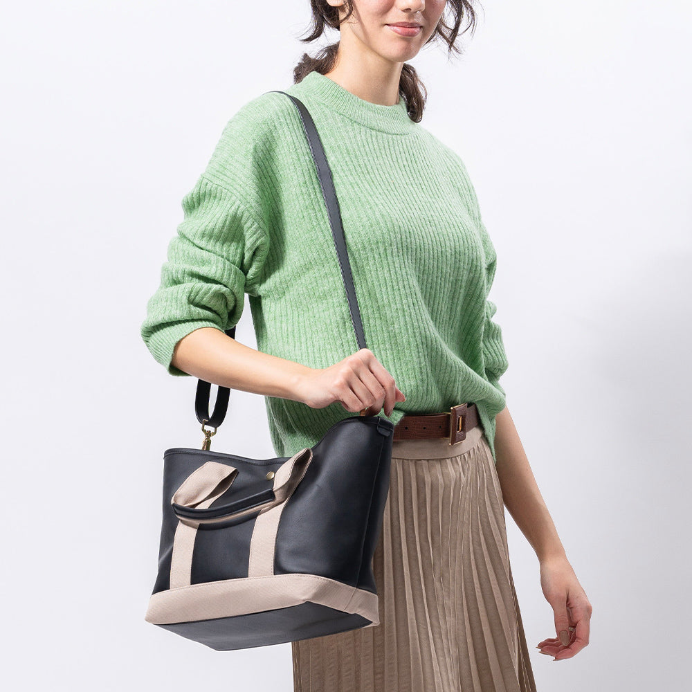 PU(サボテン由来) ショルダーベルト付き トートバッグ