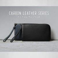 コードバン調/カーボン レザー L字ファスナー コンパクト クラッチバッグ